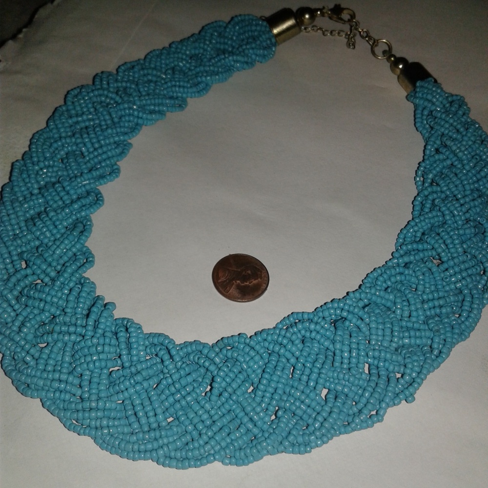 Vintage Blue Turquoise Seed Bead Necklace